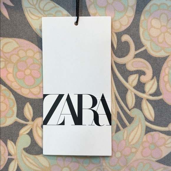 Zara Black and Orange Floral Dress Flare Sleeves Open Back Size XS NWT - Picture 8 of 10